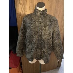 RARE NWT Vintage 90s Womens 100% Silk Leopard Cheetah Print Bomber Jacket Medium